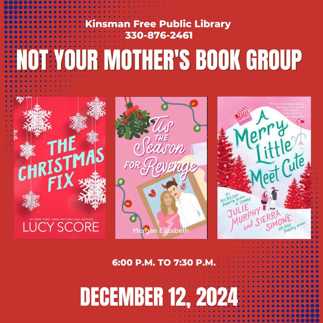 three book covers for the not your mother's December meeting